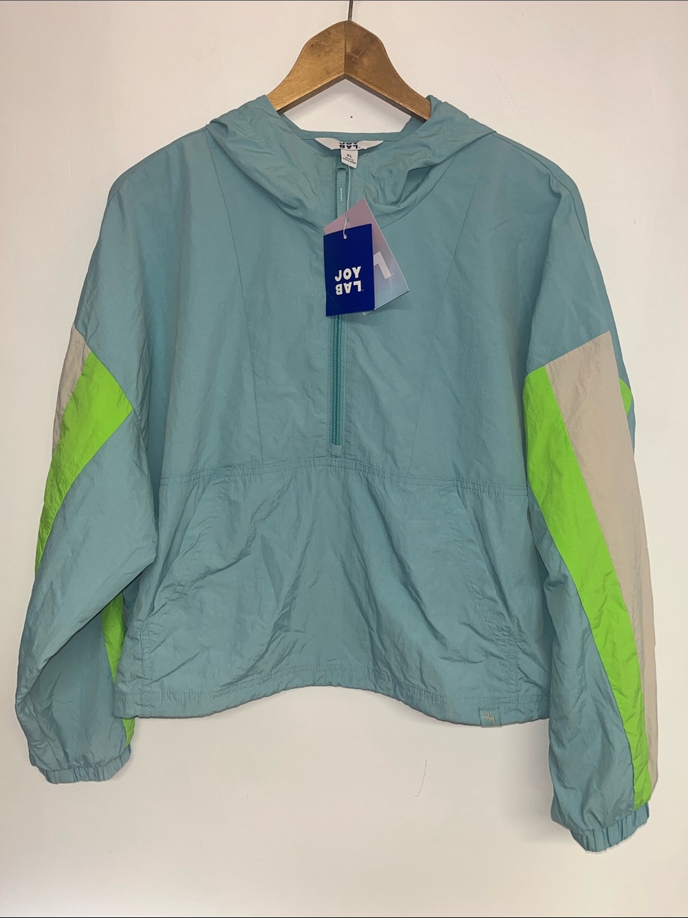 JoyLab Sz XL New 80’s 90’s Lightweight Pullover Windbreaker Cloud Blue Cropped